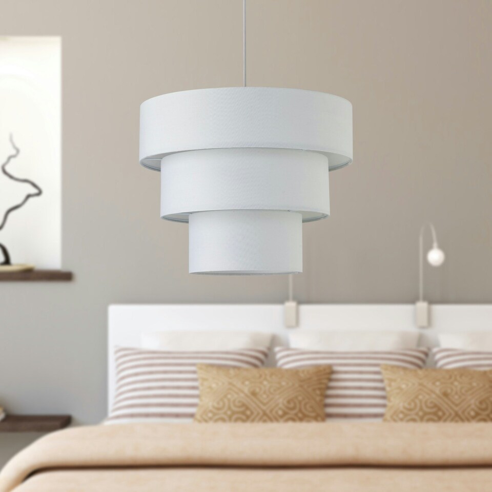 image 1 of Set of 2 Barty - White 38cm Tiered Pendant Shades White