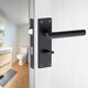 image 4 of Golden Grace T-Bar Bathroom Door Handles Set on Lever Backplate in Matt Black Finish Complete with Latch, Lock and 1 Pair of 3" Ball Bearing Hinges Black