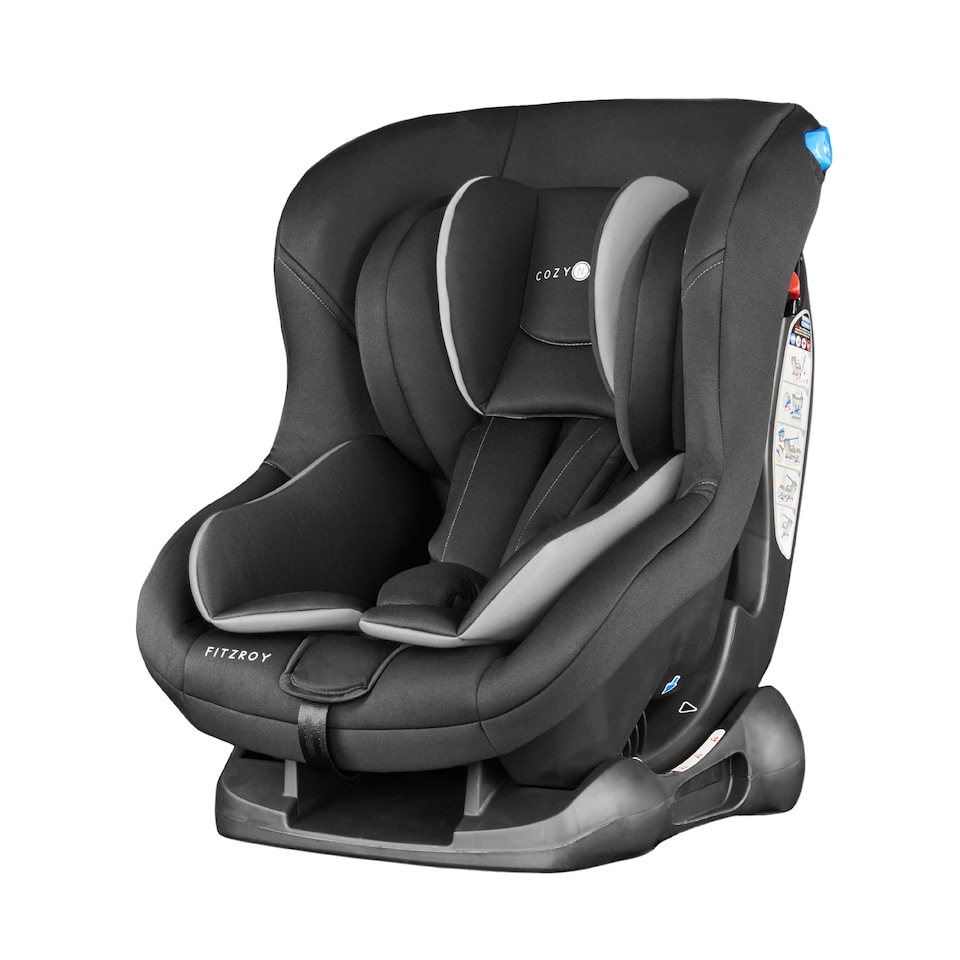 image 1 of Cozy N Safe Fitzroy Group 0+1 Car Seat 0-18kg, Rear & Forward Facing, 5 Point Harness, Reclining Baby Toddler Car Seat, Birth to 4 Years, Deep Padded Child Seat (Black/Grey)