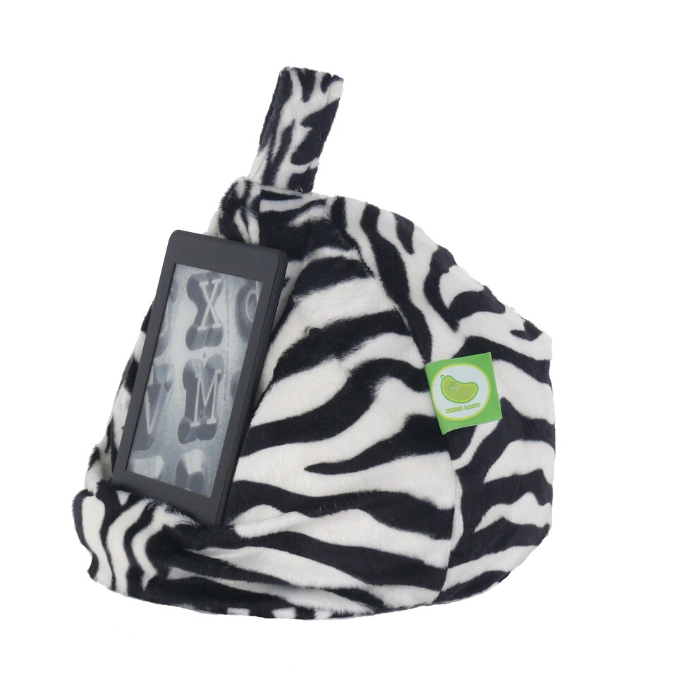 image 1 of Bean Lazy Furry Zebra Tablet eReader and Book Mini Bean Bag