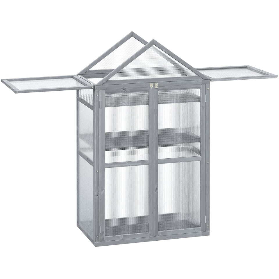 image 1 of Outsunny 80x47x138cm Wood Cold Frame Greenhouse for Plants PC Board Orange