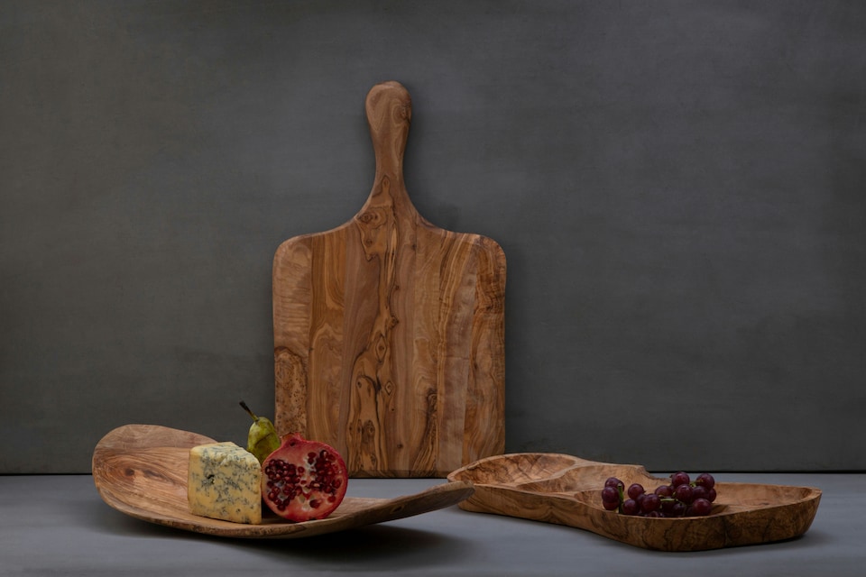 image 1 of Kora Olive Wood Fruit Tray | Brown