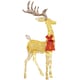 image 1 of Outsunny Lighted Reindeer Christmas Decoration w/ Stakes Zip Ties Gold Tone
