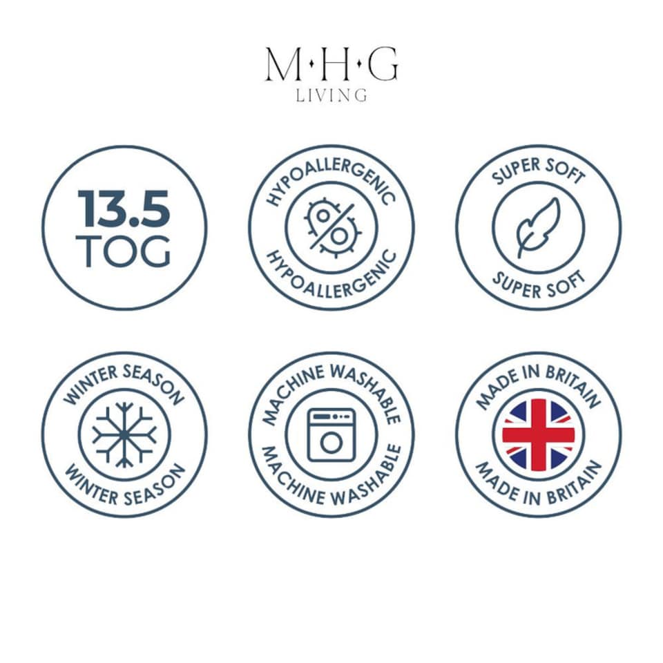 image 1 of MHG Living Heavy 13.5 Tog Winter Duvet – Extra Warm Hollowfibre Quilt for Cold Nights|White|Double