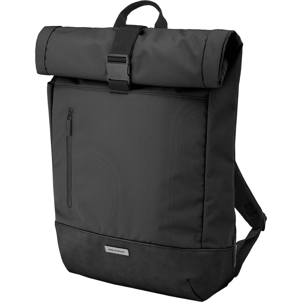 image 1 of Moleskine Metro Roll Top Backpack - Solid Black - One Size