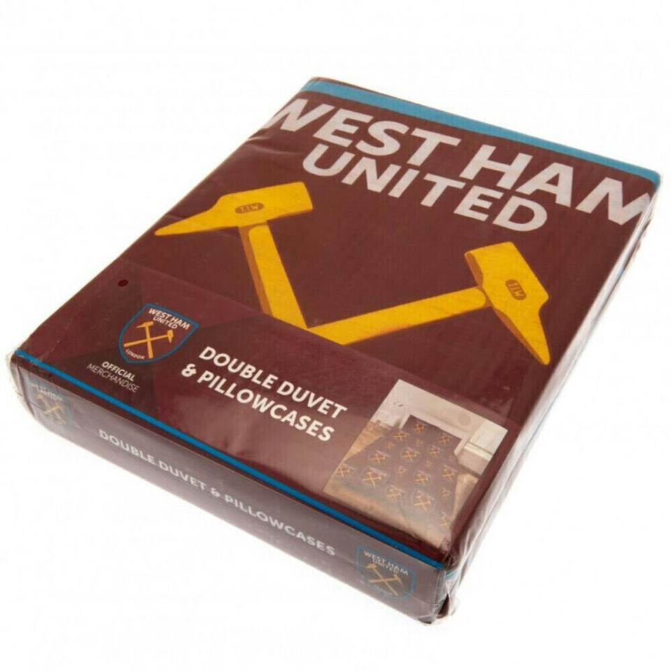 image 1 of West Ham United FC Reversible Duvet Cover Set - Claret Red/Sky Blue - Single