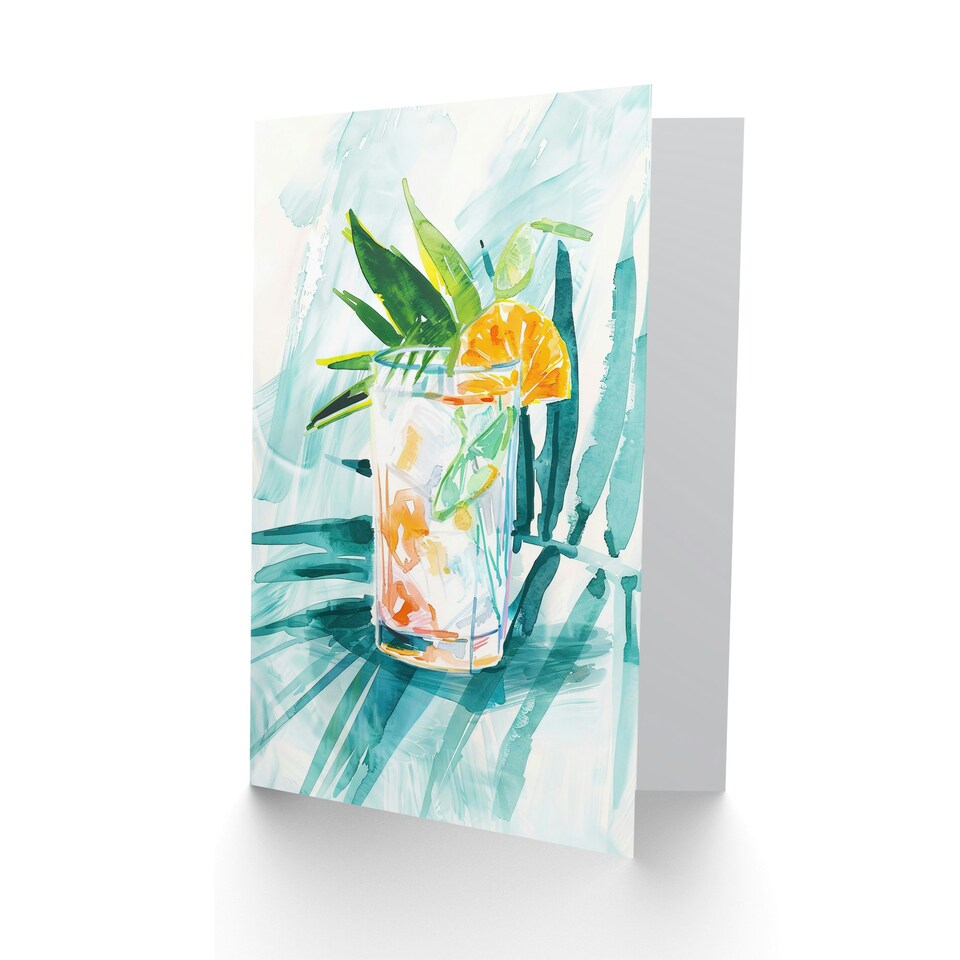 image 1 of Cuba Libre Cocktail Monstera Leaf Him Her Birthday Card