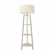 ValueLights Hiru Cream 3 Shelf Floor Lamp Cream Boucle Shade