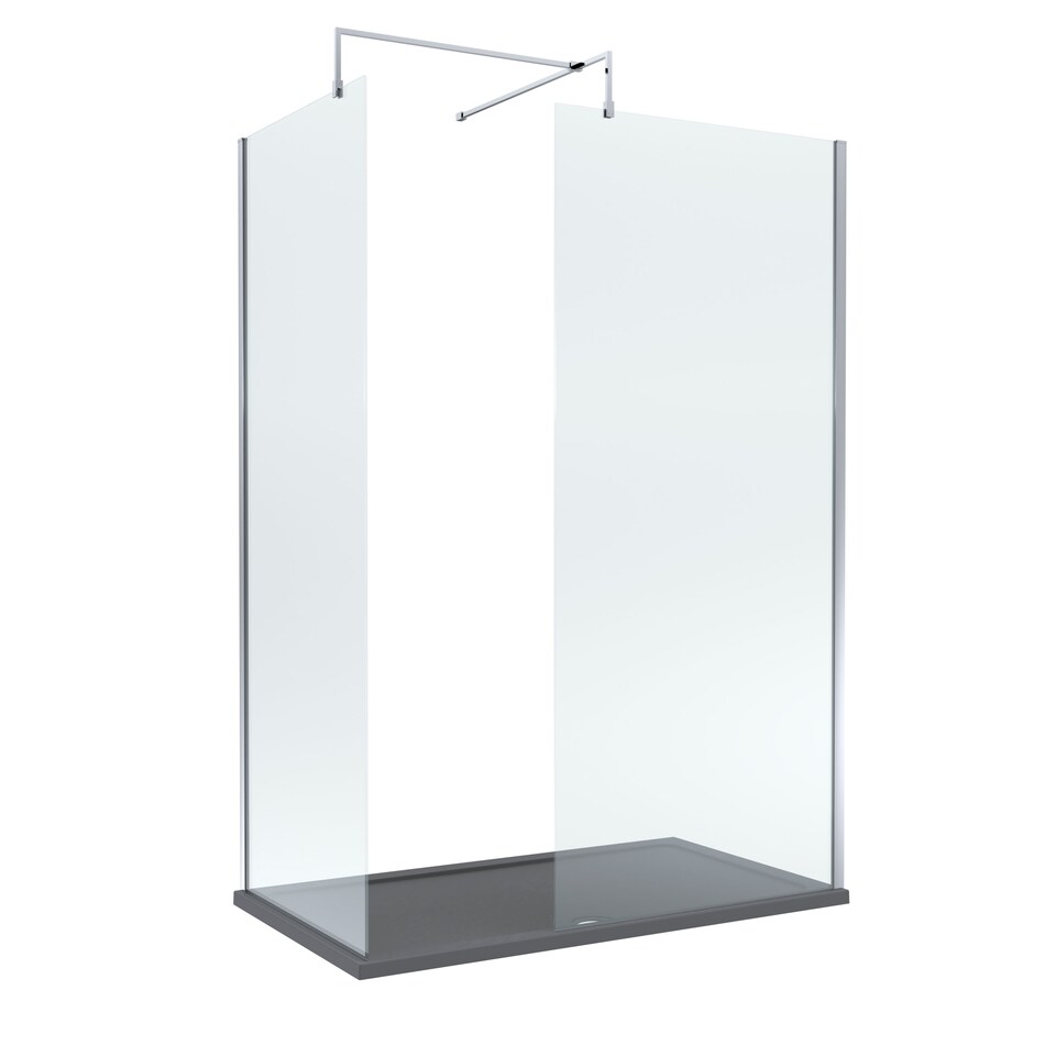 image 1 of Balterley Glass Walk In Wetroom Screens with Profile and Shower Tray | Silver | Chrome