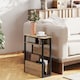 image 2 of HOMCOM Narrow Side Table with Storage, Bedside End Table, Walnut Brown | Brown | Walnut brown