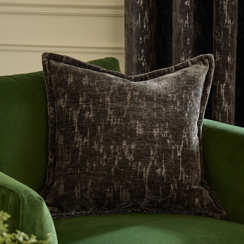 image 1 of Paoletti Aurelio Chenille Jacquard Polyester Filled Cushion, Charcoal