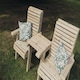 image 3 of Ergonomical Companion Seat, Wooden Garden Love Seat Chair Set, 2 Chairs w/ Straight Tray - L74 x W170 x H105 cm - Fully Assembled