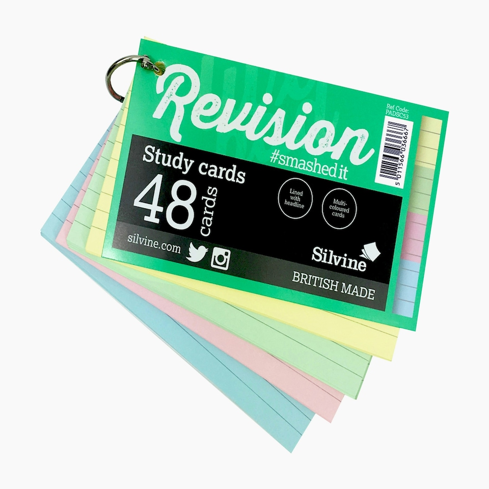 image 1 of 48 Assorted Colour 5x3" Revision Cards on Binding Ring