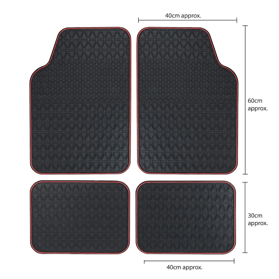image 1 of JVL PVC Ignition 4 Piece Car Mat Set, Universal - Red