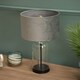image 3 of ValueLights Jessy Black Metal Table Lamp Grey Velvet Shade