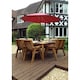 image 2 of Traditional Eight Seater Table Set with 6 x Chair Cushion, 1 x Bench Cushion, 1 x Burgundy Parasol & Base & Cushion Storage Bag