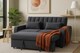 image 2 of Gibson 2-Seater Velvet Pull-Out Sofa Bed with Firm Support - Grey | Grey | Two Seater | 1