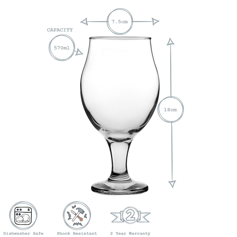 image 1 of LAV Angelina Tulip Beer Glasses - 570ml - Clear - Pack of 6 | Clear | Clear