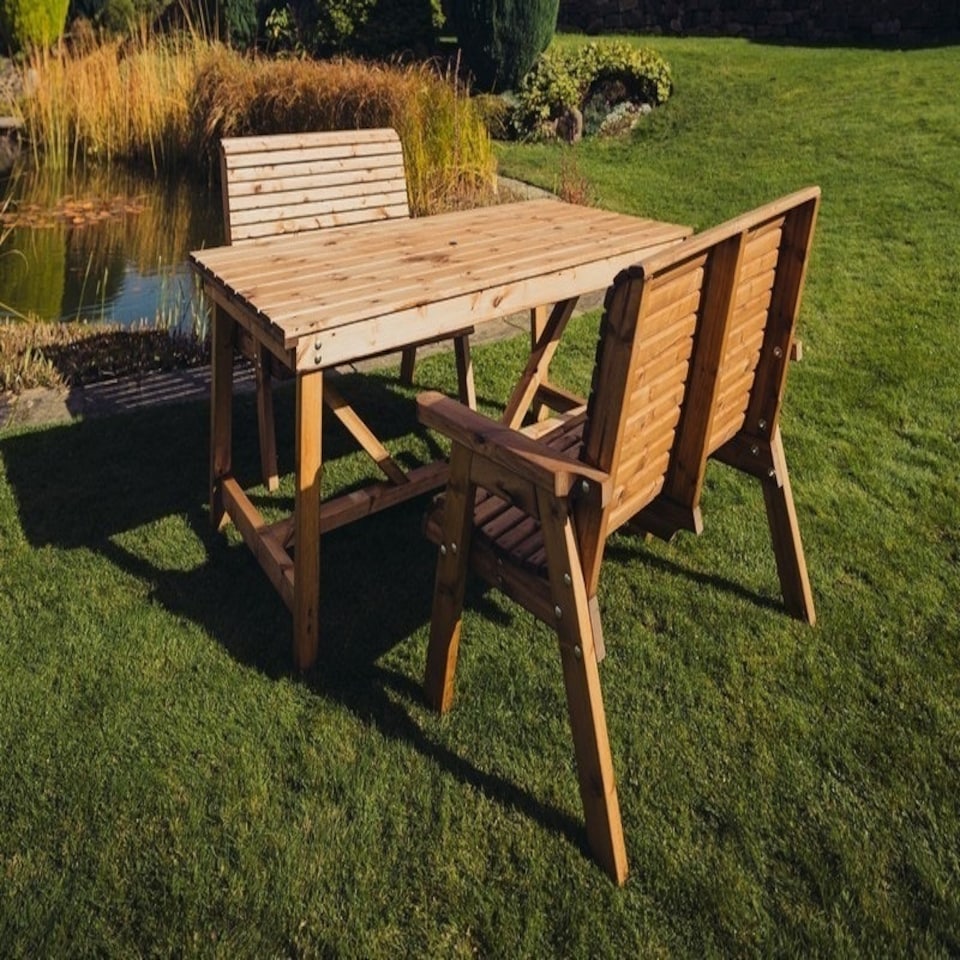image 1 of Valley 4 Seat Set 2X2B Table - Timber - L99 x W113 x H95 cm - Garden Furniture - Minimal Assembly Required