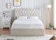 image 4 of 5ft King Size Ottoman gas liftup storage bed frame,fabric upholstered, natural beige,buttoned back,curved bed frame,bedstead