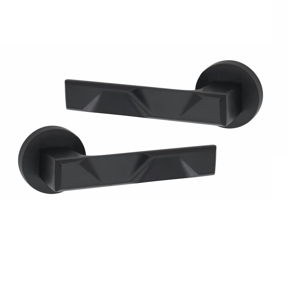 image 1 of Golden Grace 6 Pairs Modern Nova Design Premium Door Handles on Round Rose in Matt Black Finish Black