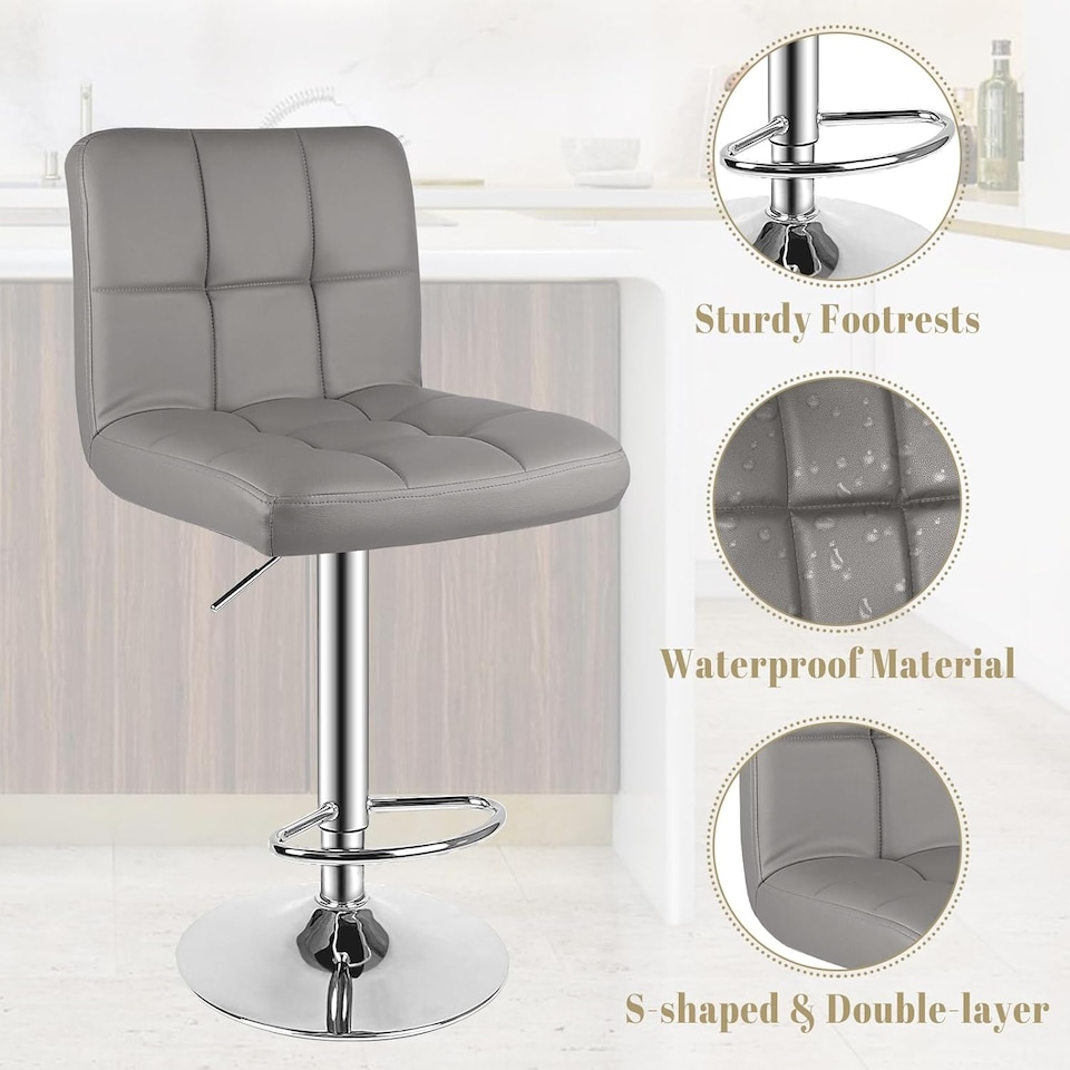 image 1 of Rattantree Bar Stool Set Of 2 Swivel Upholstered Height Adjustable Bar Stool