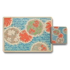 Set Of 12 Placemats And Coasters With Designer Artwork And Wood Bottom