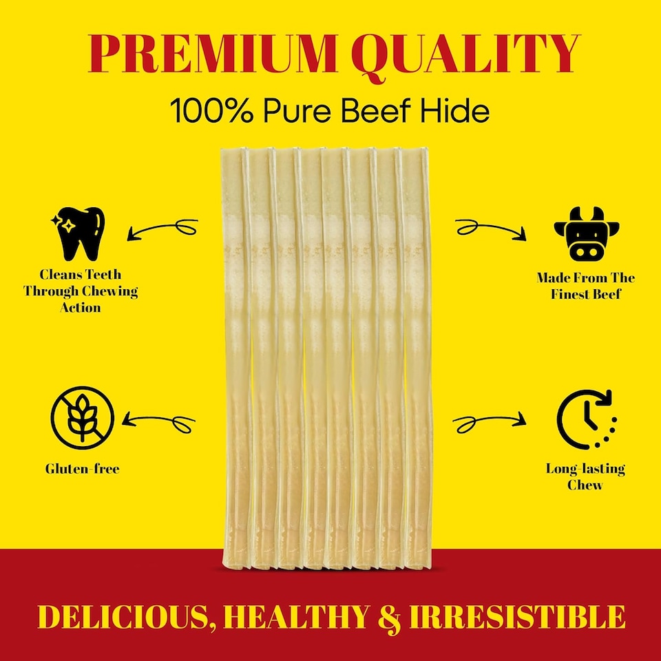 image 1 of Howlers 20 x  Natural Dog Rawhide Rolls Sticks Chews Treat Extra Long 25 cm