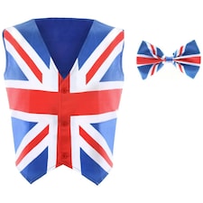 Union Jack Waistcoat and Bowtie Blue | 2XL