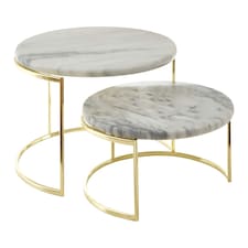 Delphine Set Of 2 White Marble Cake Stands White