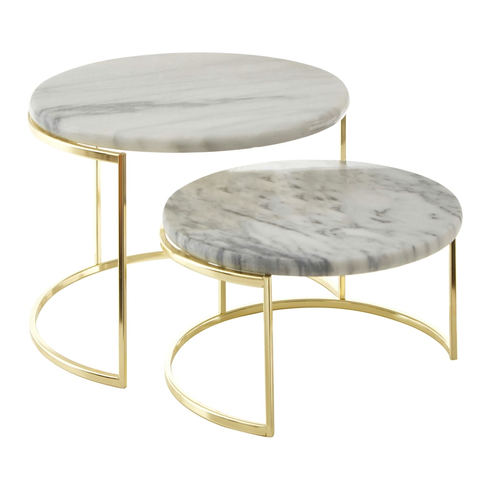 image 1 of Delphine Set Of 2 White Marble Cake Stands White