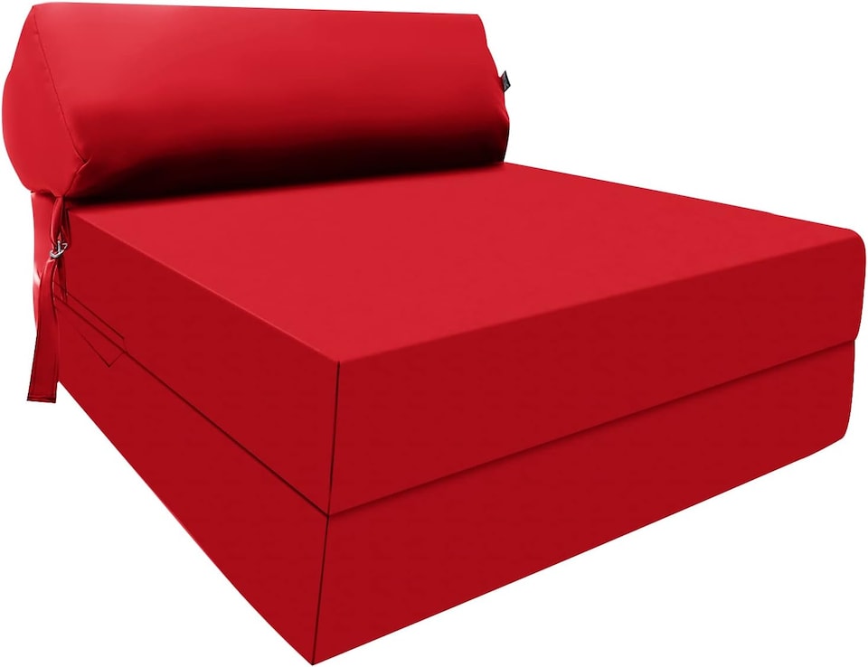 image 1 of Fold Out Z Bed Chair Sofa Lounger With Pillow Red