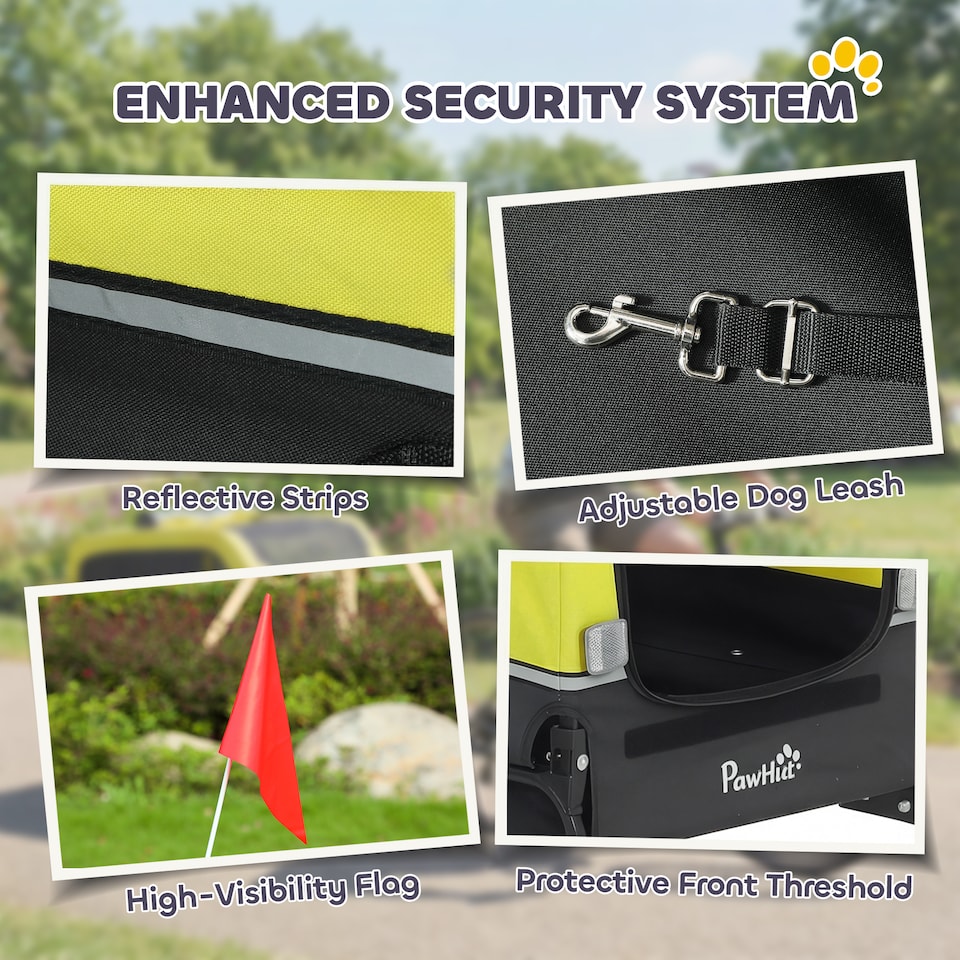 image 1 of PawHut Dog Bike Trailer w/ Flip-Down Ramp Tailgate, Reflectors | Yellow | Yellow, Black | 138L x 69W x 70H cm