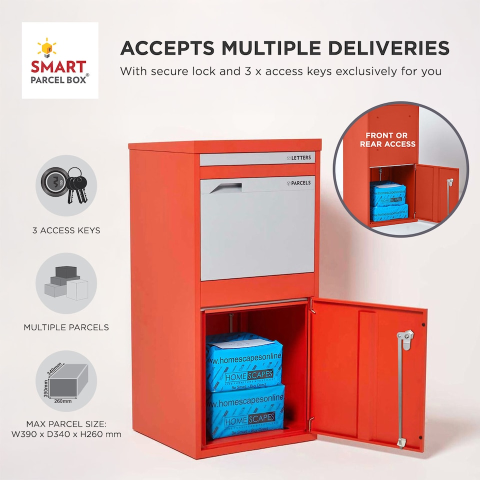 image 1 of SMART PARCEL BOX® Extra Large Front & Rear Access | Red | 1