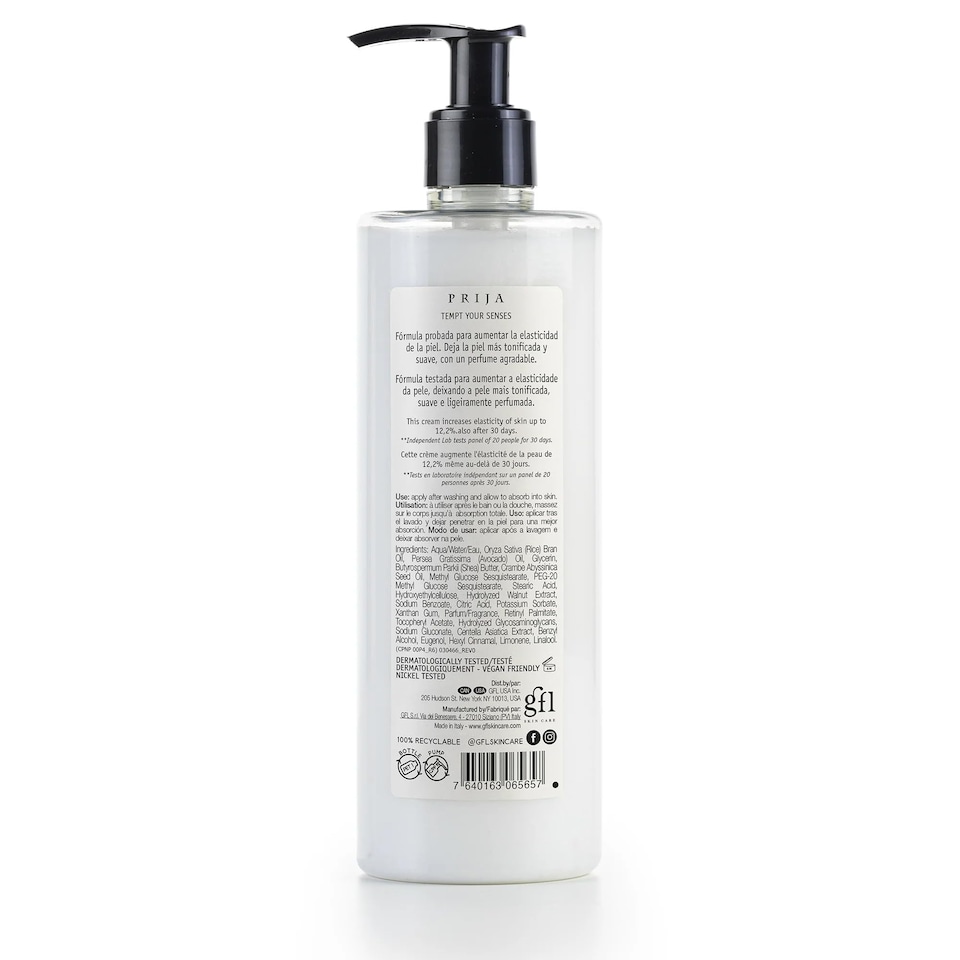 image 1 of Prija Toning Body Cream Boosts Hydration and Elasticity with Avocado Oil and Green Walnut Extract, Lightly Scented Vegan Friendly Moisturising Body Cream with Centella Asiatica 5 x 380ml