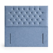 Floorstanding Headboard Sky Blue Plush Chesterfield 6FT Superking 54inch High