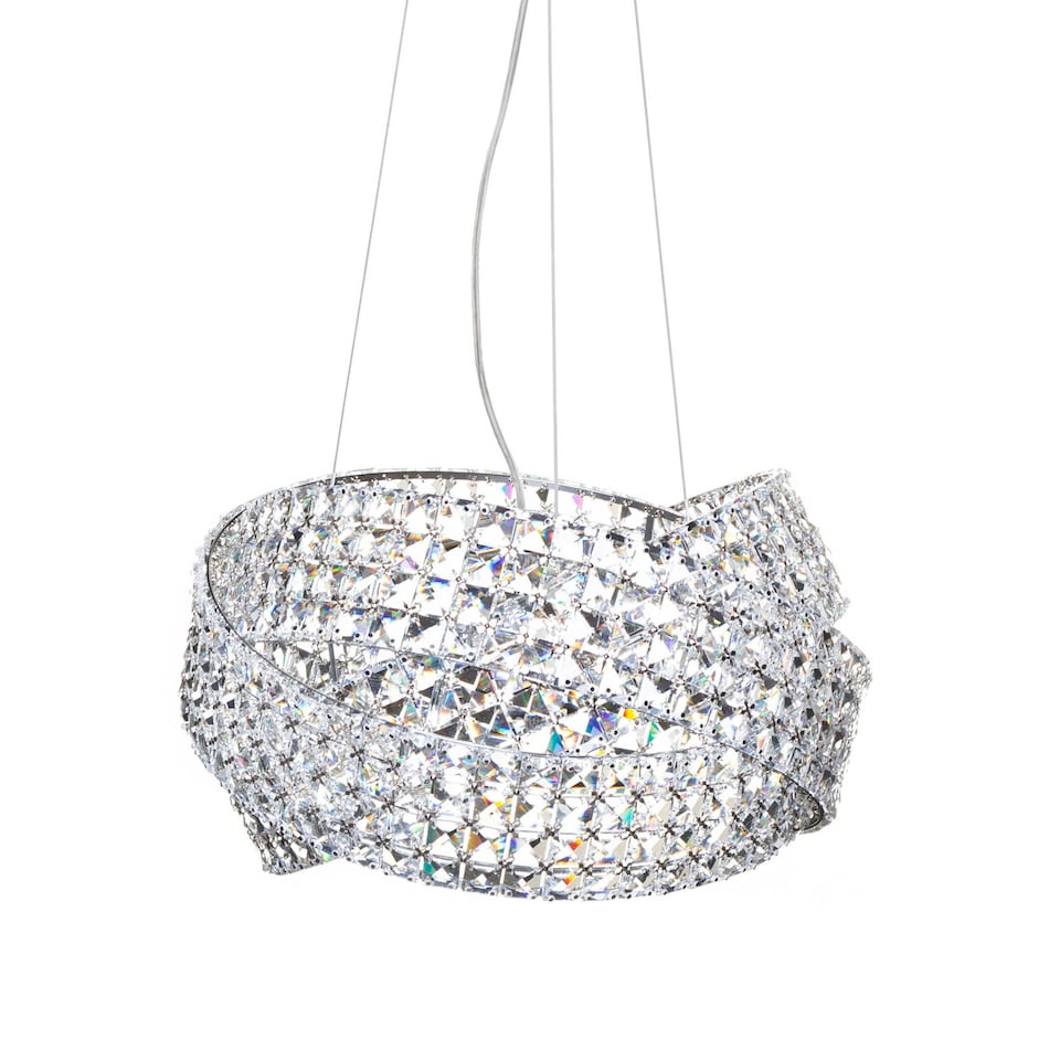 image 1 of BHS Cypress Small Crystal Ring Ceiling Pendant, Chrome