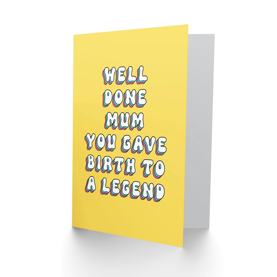 image 1 of Mothers Day Card Gave Birth Legend Fun Funny Mum Card