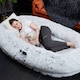 image 2 of Groundlevel Faux Fur Large Soft Comfortable Human Pet Bed Perfect For Napping Chilling Playing Games | Grey