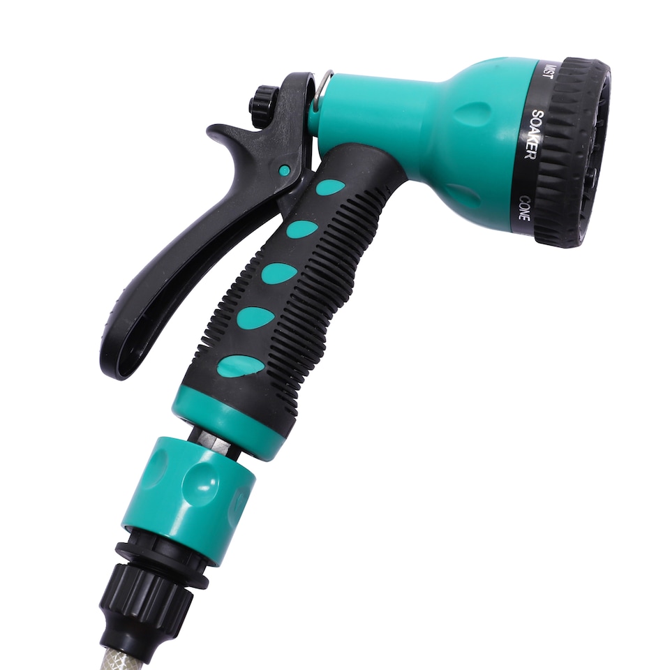 image 1 of DURHAND 10m Garden Hose Reel Wall Mounted Auto Rewind with 7 Patterns Spray Nozzle, Includes Wall Fixings