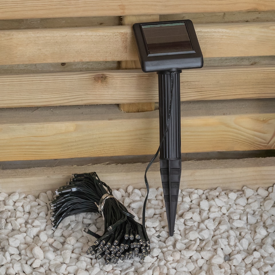 image 1 of 10m Solar Powered Outdoor Garden String Lights with 100 Warm White LEDs