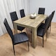 image 5 of Dining Table and 6 Chairs - Rustic Effect Dining Table With 6 Black faux leather Chairs Dining Furniture Set | Black | One Size | 7