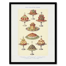 Mrs Beeton Household Management Cold Collation Dishes Framed Wall Art Print A3