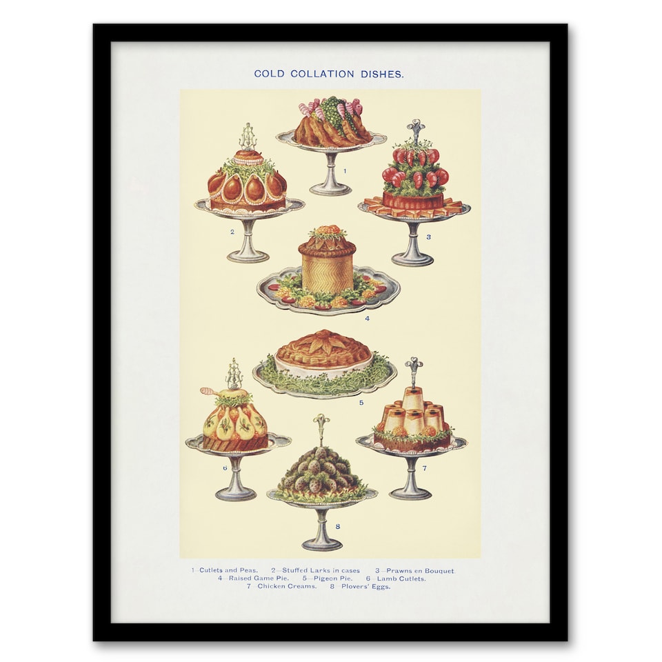 image 1 of Mrs Beeton Household Management Cold Collation Dishes Framed Wall Art Print A3