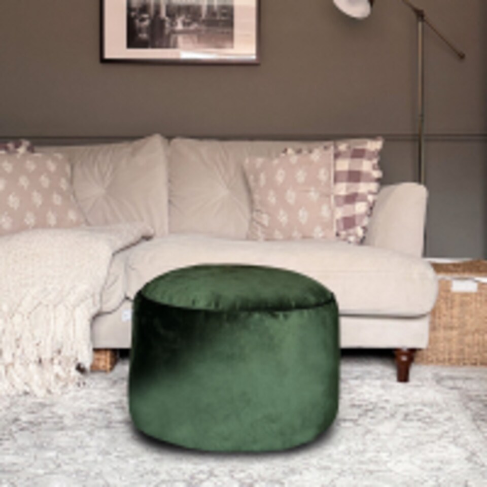 image 1 of rucomfy Velvet Pouffe - Indoor Bean Bag Footstool