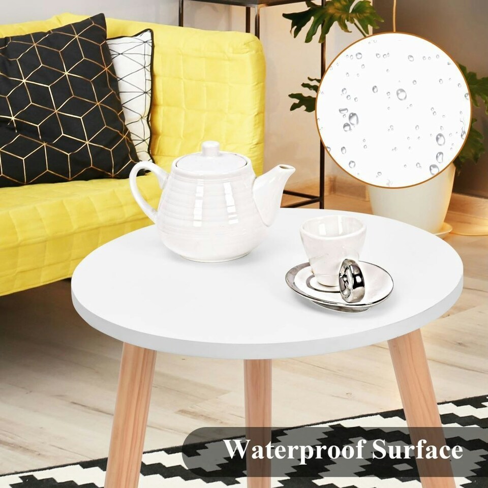 image 1 of COSTWAY Round Coffee End Table Sofa Side Table Furniture White