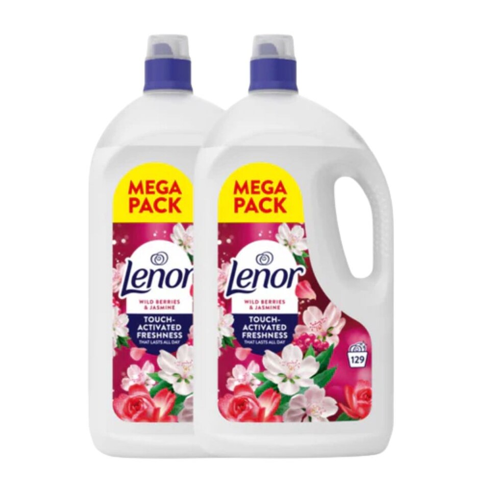 image 1 of Lenor | Fabric Conditioner Wild Berries and Jasmine 129 Wash | 258 Washes x 2 Bottles | 7992ml