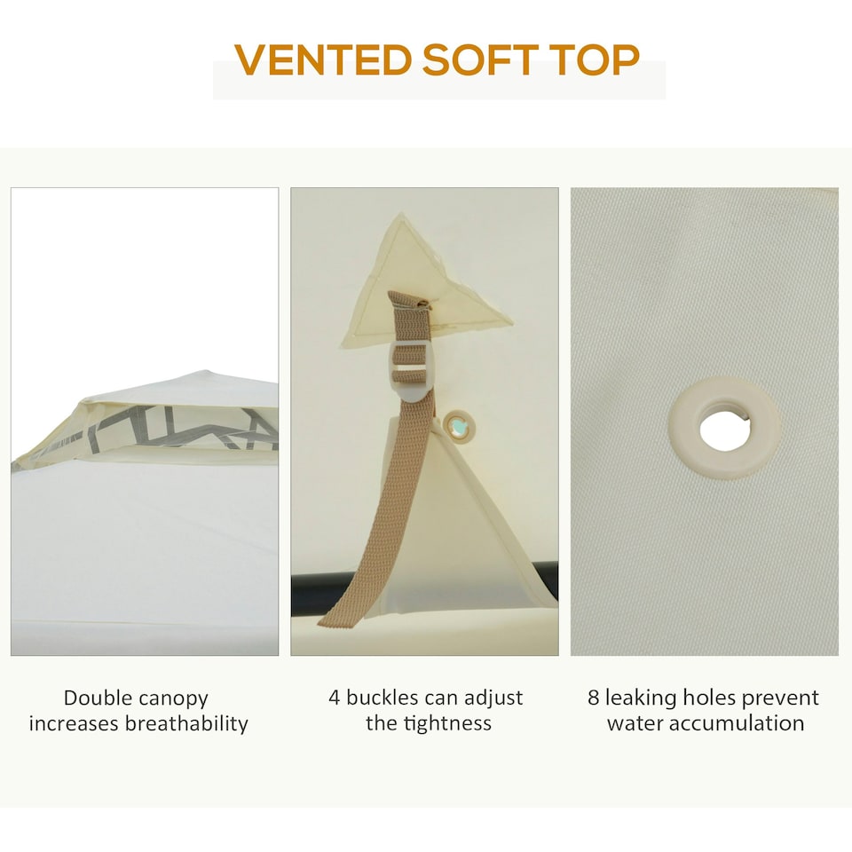 image 1 of Outsunny 3 x 3 m Metal Gazebo Garden Outdoor 2-Tier Roof Marquee Party White