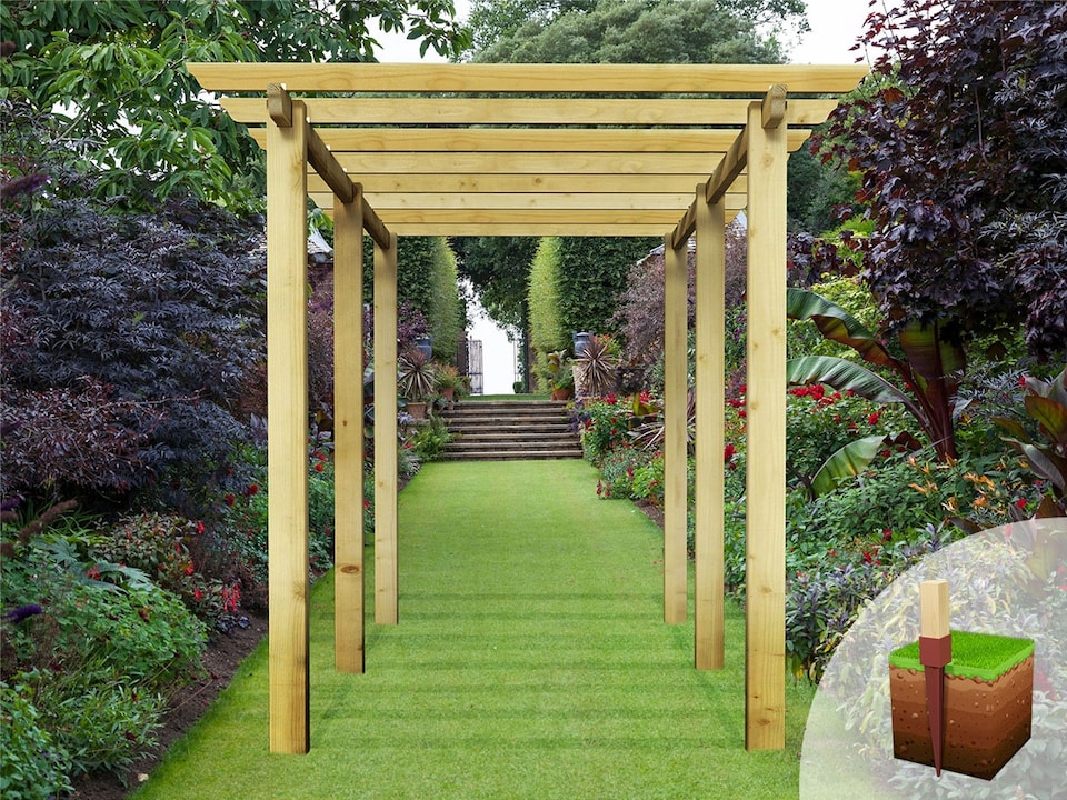 image 1 of eDecks HD Royal Walkway Garden Pergola w/ Steel Spikes 2.7m - 2.4 x 4.8m