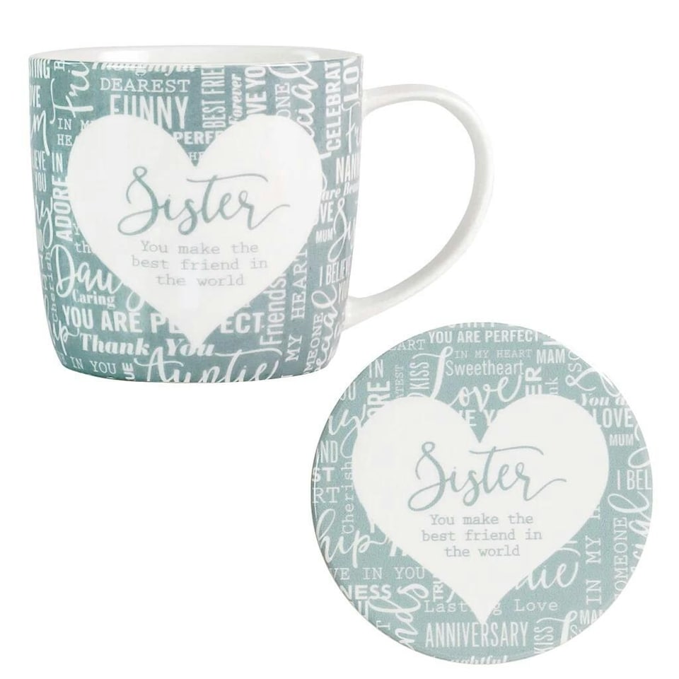 Sentiment Mug & Coaster Set - Sister | Multi | 1